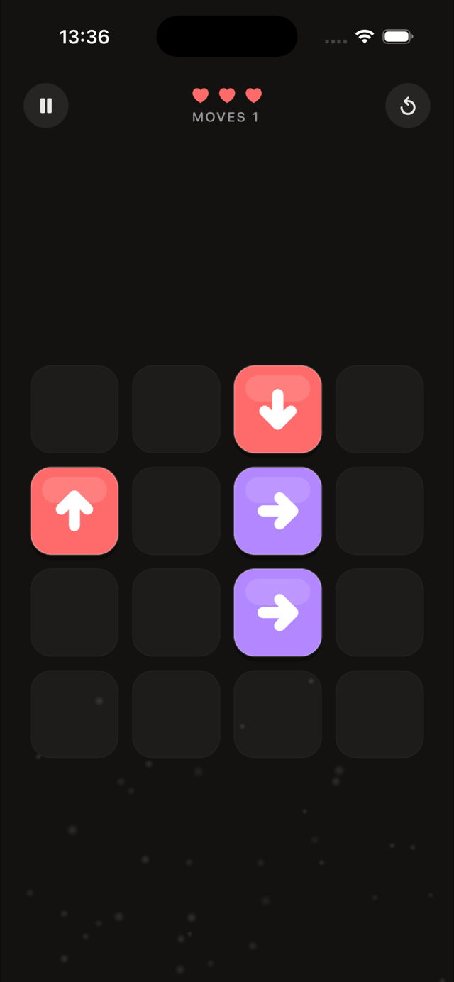Gameplay: tapping an arrow tile with a clear path